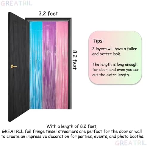 Blue Purple Pink Tinsel Backdrop 2 Packs - Image 4