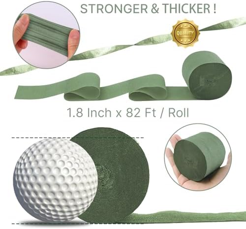 PartyWoo Sage Green Crepe Paper 4pcs 328 FT Sage Green Streamers - Image 6