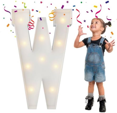 3FT Marquee Letters, Large Light Up Letters W for Party Decor by MerryMosaics