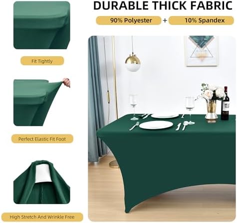 2-Pack 6ft Spandex Table Covers for Rectangle Standard Folding Tables - Wrinkle Resistant Stretch Tablecloths - Ultimate Fitted Table Protector for Parties, Trade Shows, Banquet - Image 2