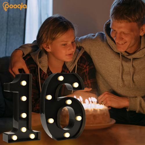 Pooqla Black Light Up Numbers, 16th Birthday Decorations for Boys - Image 2