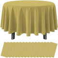 16 Pack Gold Plastic Tablecloth for Round Tables, Premium Decorative Gold Disposable Table Cloths for Parties, Bulk Round Party Table Cover for Birthday Wedding Anniversary Graduation, 84 Inch by RAGNHILD
