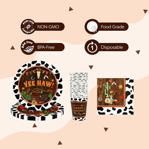 Recheel Cowboy Party Decorations Plates Set, Western Themed Party Supplies - Image 3
