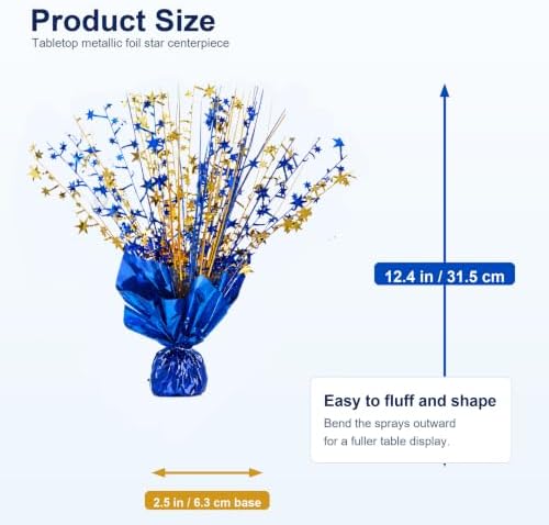 2 Pack Blue Gold Star Spray Centerpiece, Birthday Party - Image 2