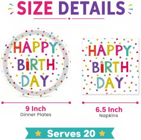 40 Pcs Birthday Plates and Napkins Set, Large 9 Inch Party Plates - Image 2