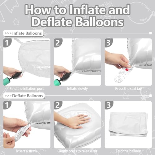 NISOCY 25PCS White Square Foil Balloons Wall Backdrop - Image 3