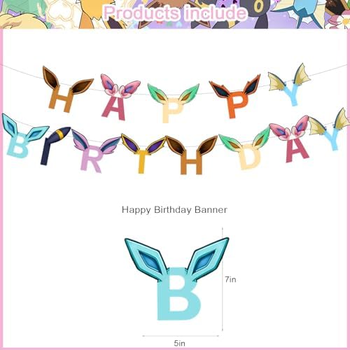 Cartoon Animation Birthday Party Backdrop,Evolutions Decor Supplies Include Happy Birthday Banner,Backdrop,Latex Balloon - Image 3