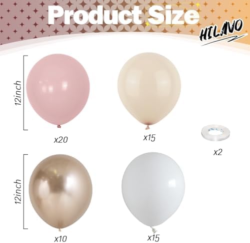 Dusty Pink Balloons, 60 Pcs Pink and White Balloon for Birthday Decorations - Image 2