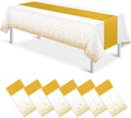 6Pcs White and Gold Tablecloth Party Decorations,Plastic White Table Cloth Printed Gold Table Runner Disposable Rectangle Table Cover for Birthday Wedding Anniversary Graduation Party,54 x108 Inch by MASHAN