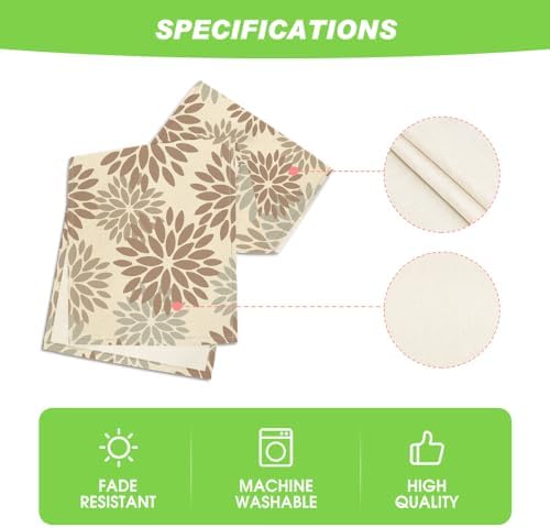 Artoid Mode Brown Gray Dahlia Pinnata Flower Floral Table Runner, Seasonal Holiday Kitchen Dining Table Decoration for Home Party Decor 13x72 Inch - Image 5