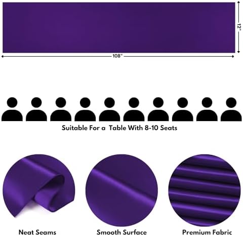 Purple Satin Table Runner, 12x108 Inches, 12 Pack - Image 2