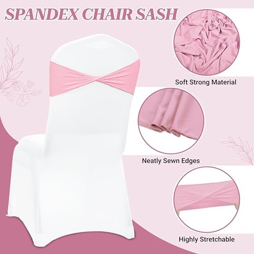 MDS Pack of 200 Spandex Chair Sashes Without Slider Buckles – Pink - Image 3