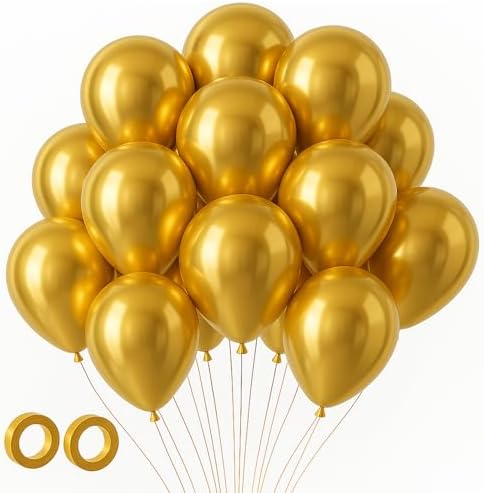 Voircoloria 105pcs Metallic Gold Party Latex Balloons, 12inch by Voircoloria