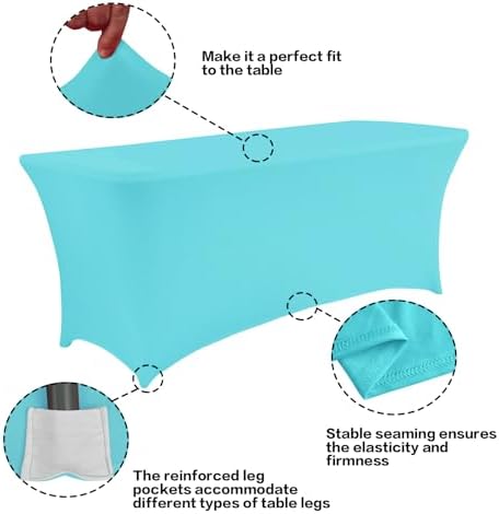 IVAPUPU 2 Pack 8FT Table Cloth for Rectangular Spandex Blue Mist Cover - Image 2