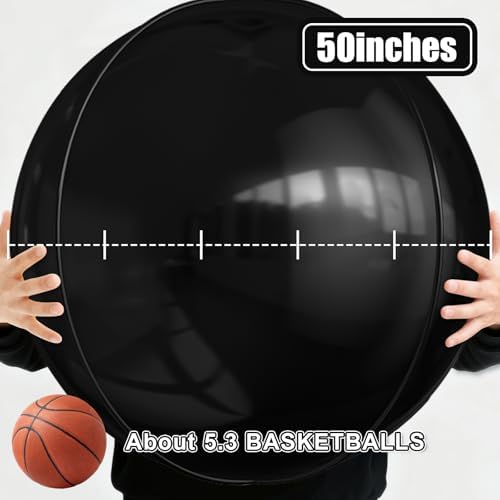 50 Inch Metallic Black Round Foil Balloons 3pcs Black Party Decor - Image 2