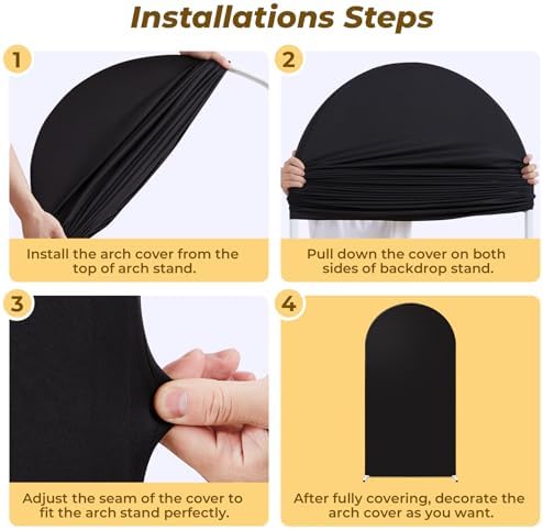6.6 ft Arch Backdrop Cover Black - Double-Sided Spandex Arch Covers Stretchy Backdrop for Balloon Arches Birthday Party Baby Shower Banquet Wedding Photo Background - Image 3