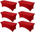 6-Pack Premium Red Spandex Tablecloths for 8ft Rectangle Tables by DailySet