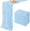 6 Pack Baby Blue Cheesecloth Table Runner 20 x 120 Inch Long Rustic Gauze Cheese Cloth Table Runner for Wedding 10FT Bridal Baby Shower Table Decorations Boho Fabric Sheer Birthday Party Table Decor by FoliafeelHome