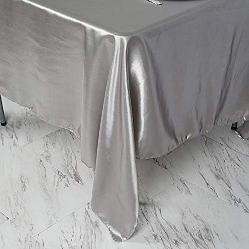 BalsaCircle 10 pcs 72x72 inch Silver Square Tablecloth Satin Fabric Overlays Linens | Table Cloths Cover for Wedding Party Banquet Reception Events Decoration Kitchen Dining Events Kitchen Dining - Image 2