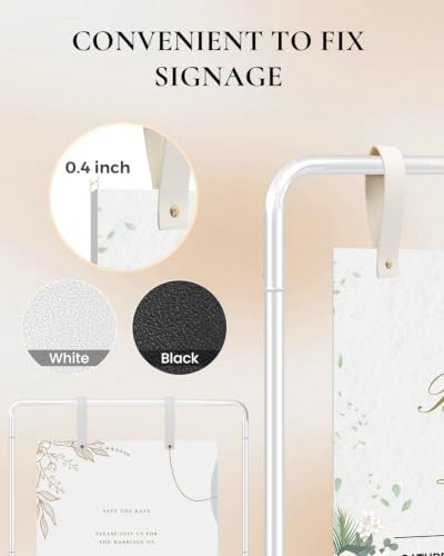 Wedding Welcome Sign Stand, Welcome to our Wedding Sign Holder, Elegan White Easel Stand for Sign Poster With 39 Premium Templates & Leather Sign Hanging Straps,Easel Sign Stand for Wedding Decor - Image 5