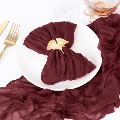 DeZerlor Burgundy Washable Cheesecloth Napkins Set of 50 for Wedding Party - Image 3