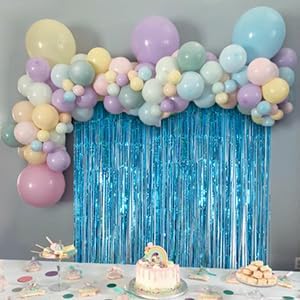 Teal Fringe Curtain Backdrop 3 Pack, 3.2 x 8.2 FT Party Decorations - Image 5