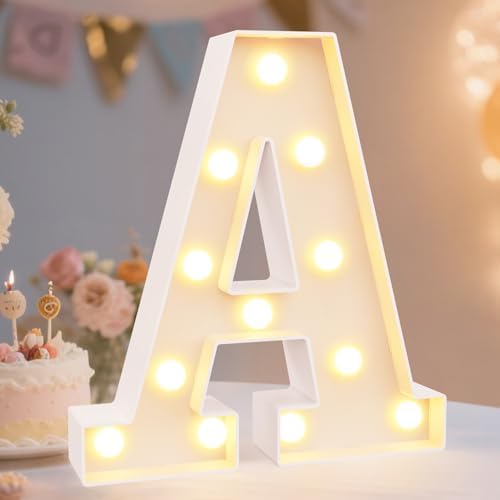Pooqla LED Marquee Letter Lights Sign, Light Up Alphabet Letter for Home Party Wedding Decoration A by Pooqla