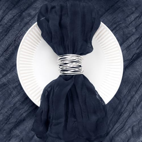 DeZerlor Navy Blue Washable Cheesecloth Napkins Set of 12 for Party - Image 2