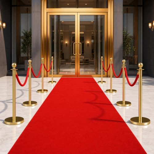 Ferraycle 4 Pcs 2026 Wedding Stanchions and Velvet Ropes Set, Gold - Image 6