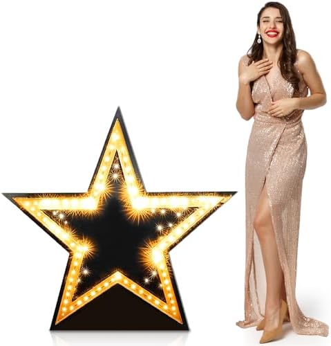 Leinuosen 4ft Star Starry Night Party Decorations Under the Stars Cardboard Cutout Stand-up Movie Night Awards Theme Prom Homecoming Wedding Party Backdrop Photo Prop Stand up Decor by Leinuosen