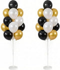 HIINS 10" Black Gold Balloon Column Kit Set of 2 With Base&Pole,Backdrop Decor for Party by HiinsPartyDecoration