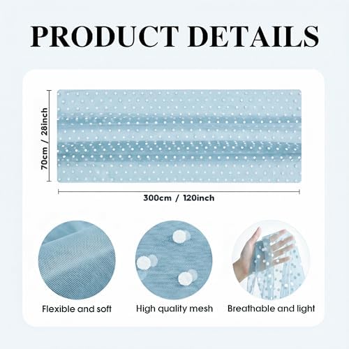 Artoid Mode Light Blue Gauze Flocking White Dots Table Runner 10FT,Summer Sheer Dining Table Decor for Wedding Anniversary Holiday Birthday Home Party - Image 6