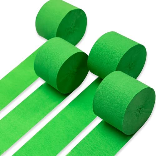 PartyWoo Lime Crepe Paper Streamers 4pcs 328 FT Green Streamers by PartyWoo