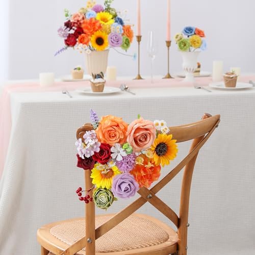 Floweroyal Artificial Flowers Fake Rose Flowers Dahlia with Stems for DIY Wedding Bridal Bouquets, Baby Shower, Floral Arrangement, Table Centerpieces, Home Decorations - Image 6