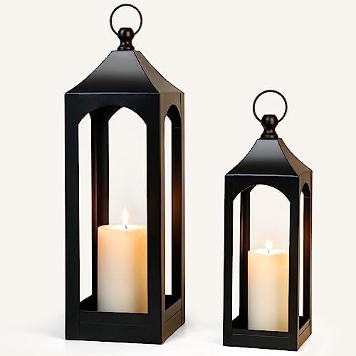 Modern Farmhouse Lantern Decor Metal Decorative Hanging Candle Lanterns - Image 6