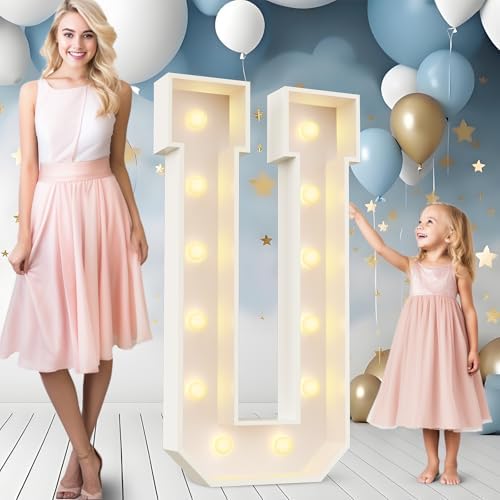 Ledido Easy-Assemble 4FT Marquee Light Up Letter, Large Lighted Letter U by Ledido