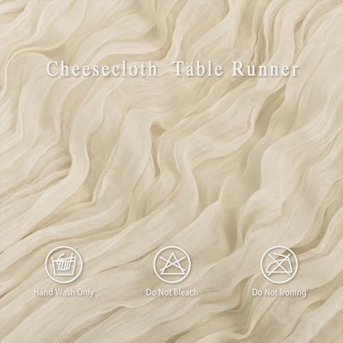 8 Pack Ivory Cheesecloth Table Runner 17x108 inch Boho Gauze Cheese Cloth Table Runners for Wedding Party Baby Bridal Shower Home Decor - Image 4