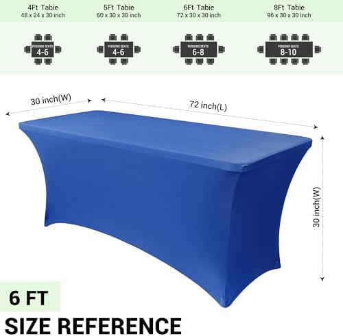 Obstal 6ft Stretch Spandex Table Cover, 2 Pack, Royal Blue - Image 4