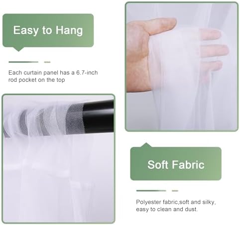 Tulle Backdrop Curtain with Lights 30x8FT White Sheer Tulle Curtain - Image 3