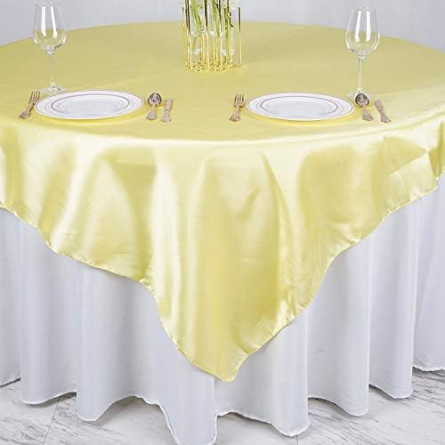 Balsa Circle 10 pcs 72x72 inch Yellow Square Tablecloth Satin Fabric Overlays Linens | Table Cloths Cover for Wedding Party Banquet Reception Events Decoration Kitchen Dining Events Kitchen Dining - Image 2