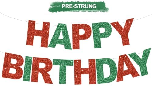 BEISHIDA Pre-Strung Red Green Happy Birthday Banner Party Sign Decoration by Beishida
