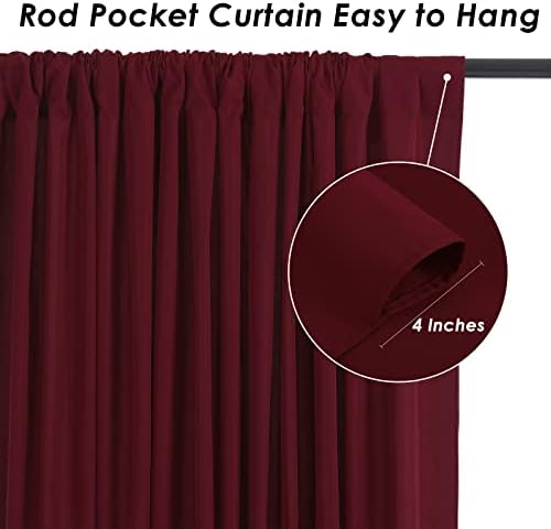 Burgundy Backdrop Curtains 30ftx10ft Christmas Polyester Photo Drapes - Image 3