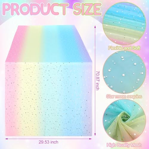 8 Pcs Pastel Rainbow Table Runners 29 x 70 in Rainbow Tablecloth - Image 2