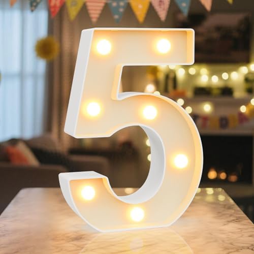 8.86 Inch Marquee Light Up Numbers 5 for Party Decorations by NANXU