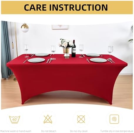 2-Pack 8ft Spandex Table Covers for Rectangle Folding Tables - Washable Elastic Tablecloth - Ultimate Fitted Table Protector for Birthday Parties, Trade Shows, Banquet - Image 6