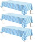 3Pack Light Blue and White Plastic Checkered Tablecloth, Premium Decorative Disposable Light Blue Gingham Plaid Tablecloth for Party, Rectangle Party Table Cover for Picnic Farm Birthday, 54x108 Inch by RAGNHILD