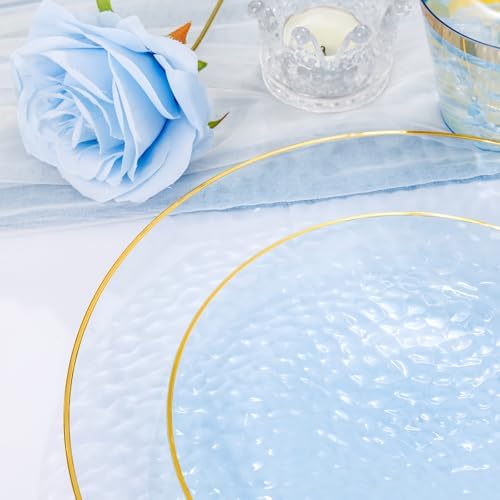DaYammi 175PCS Clear Blue Plastic Dinnerware Set for 25 Guests - Image 4