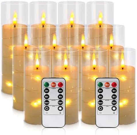 12 Pcs Ivory Colored Flickering Flameless Candles, Battery Powered by CAKETYCG