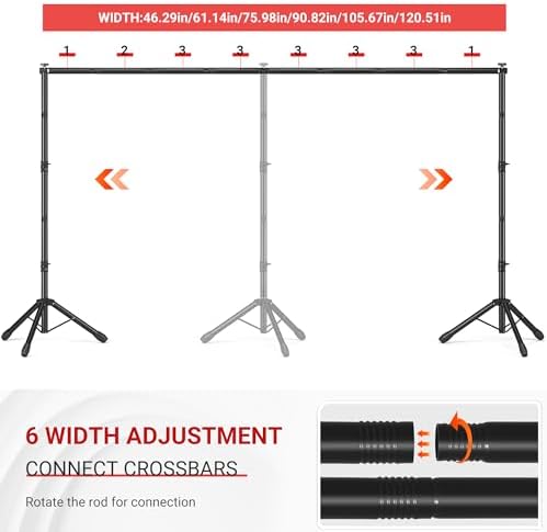 10x6.5 FT Backdrop Stand for Parties, Adjustable Photo Backdrop Stand Kit with Carrying Bag, Portable Background Stand Backdrop for Wedding, Photoshoot, and Photo Studio - Image 2