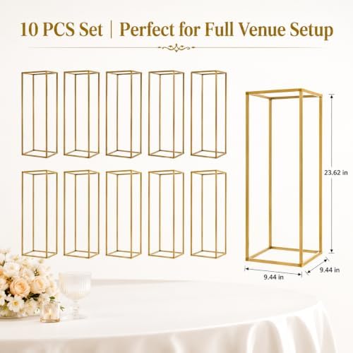 10 Pcs Wedding Centerpieces for Tables, 23.6in Gold Flower Stand for Wedding, Metal Floor Vase Table Centerpieces Column Stand for Party Wedding Birthday Event Home - Image 6